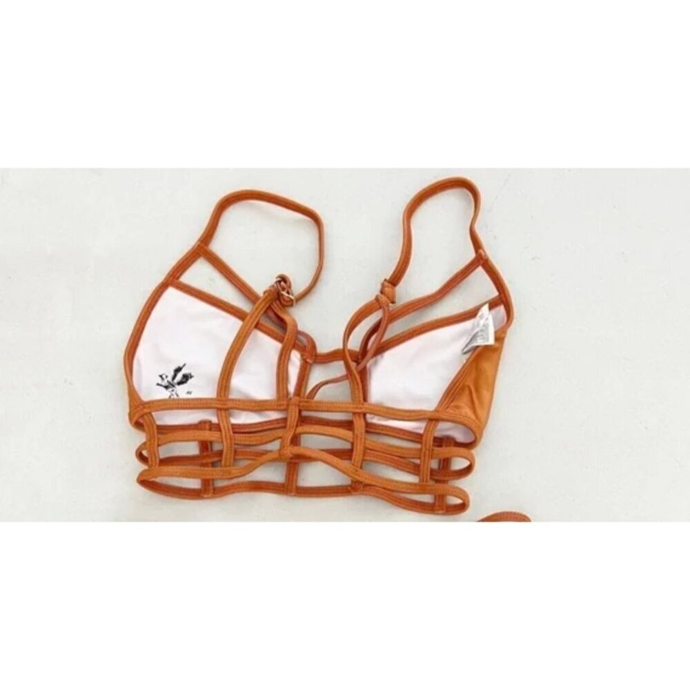 One Teaspoon Eagle Shadows Strappy Bikini Swimsuit Size XS Copper - Picture 5 of 7